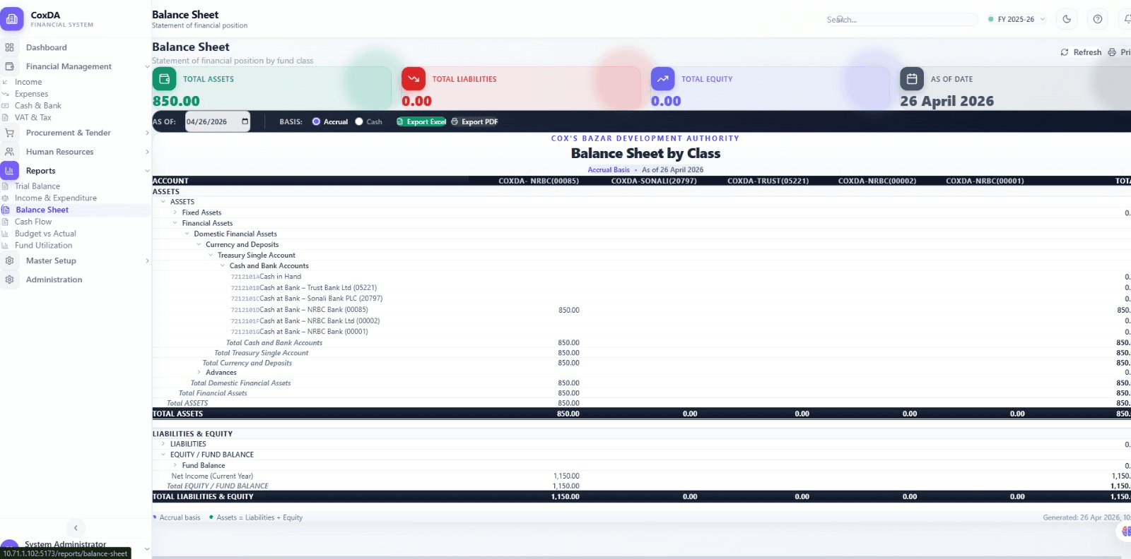 CoxDA Financial Management System