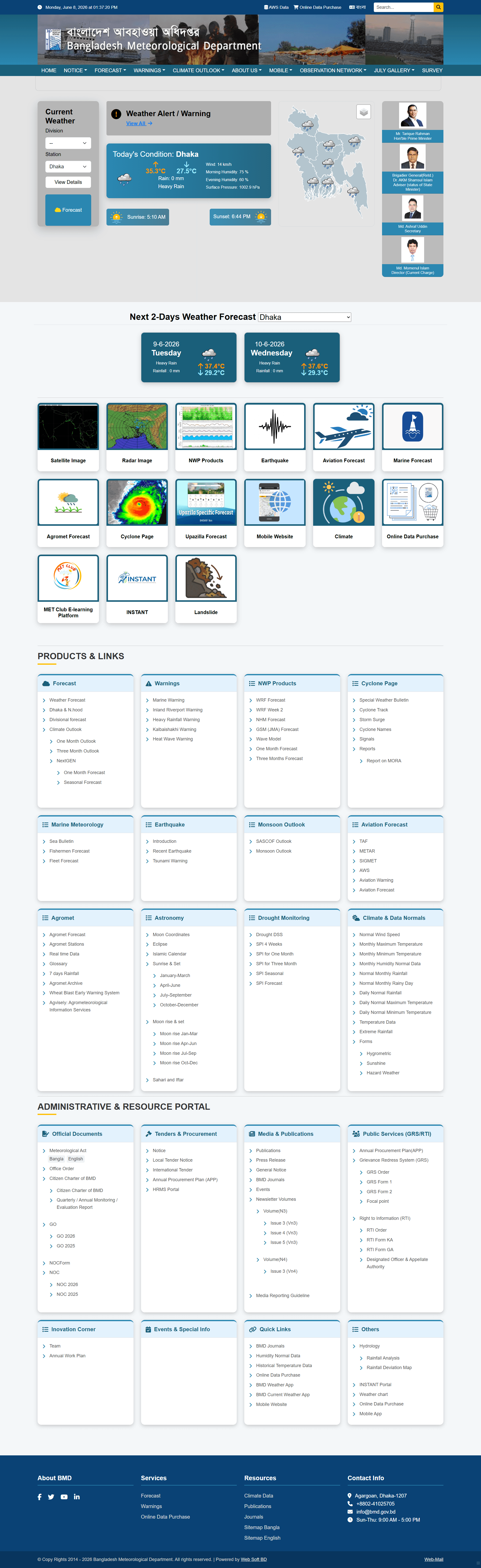 Bangladesh Meteorological Department System website preview