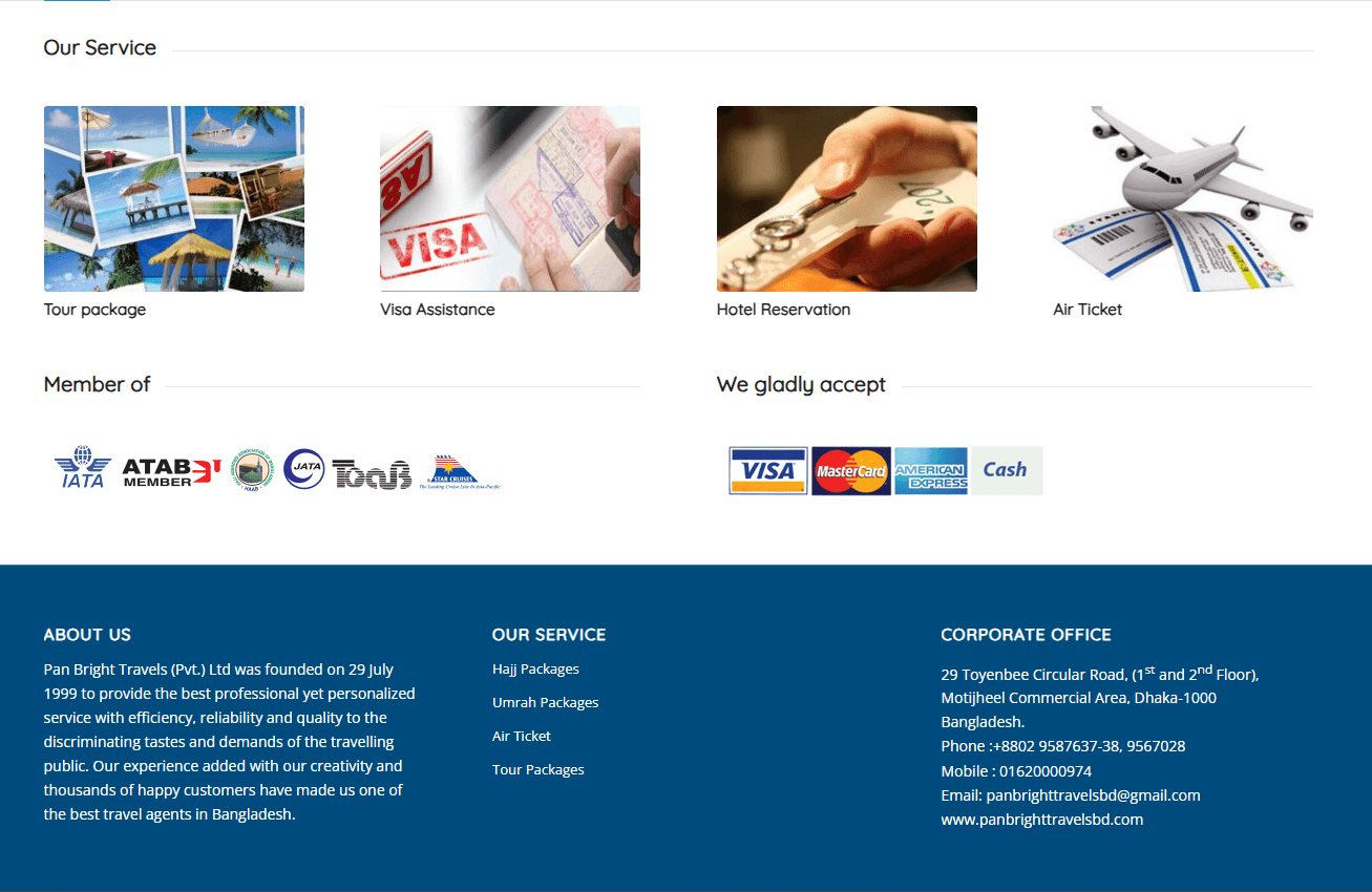 Pan Bright Travels — Travel Agency Website screenshot 2